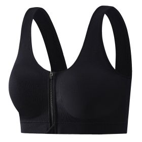 Front Zipper Sports Bra Shockproof High Strength Beauty Back (Option: Black-XL-1PCS)